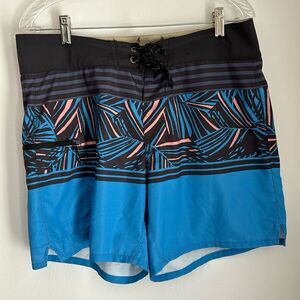 Patagonia Slim Fit Board Shorts swim Men's Size 33 Rain Fern Stripe Port Blue